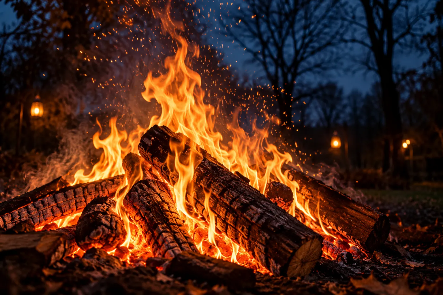 Bonfire with trees in the background