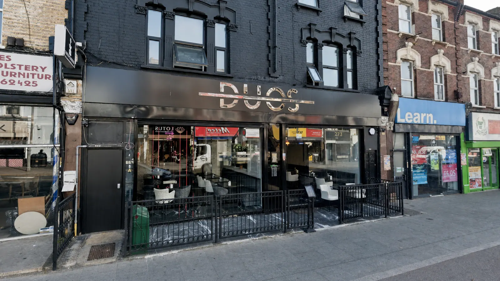 The Duos shopfront on Lea Bridge Road, Waltham Forest